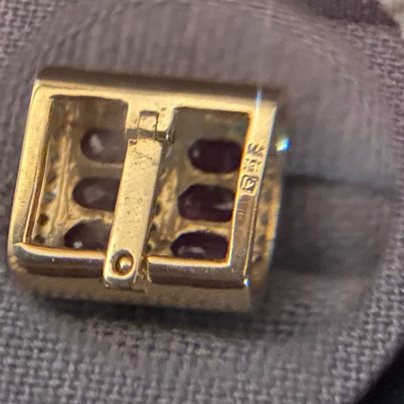 Vintage 14k yellow gold pendant with 6 ruby stones slider with bag - Picture 6 of 15